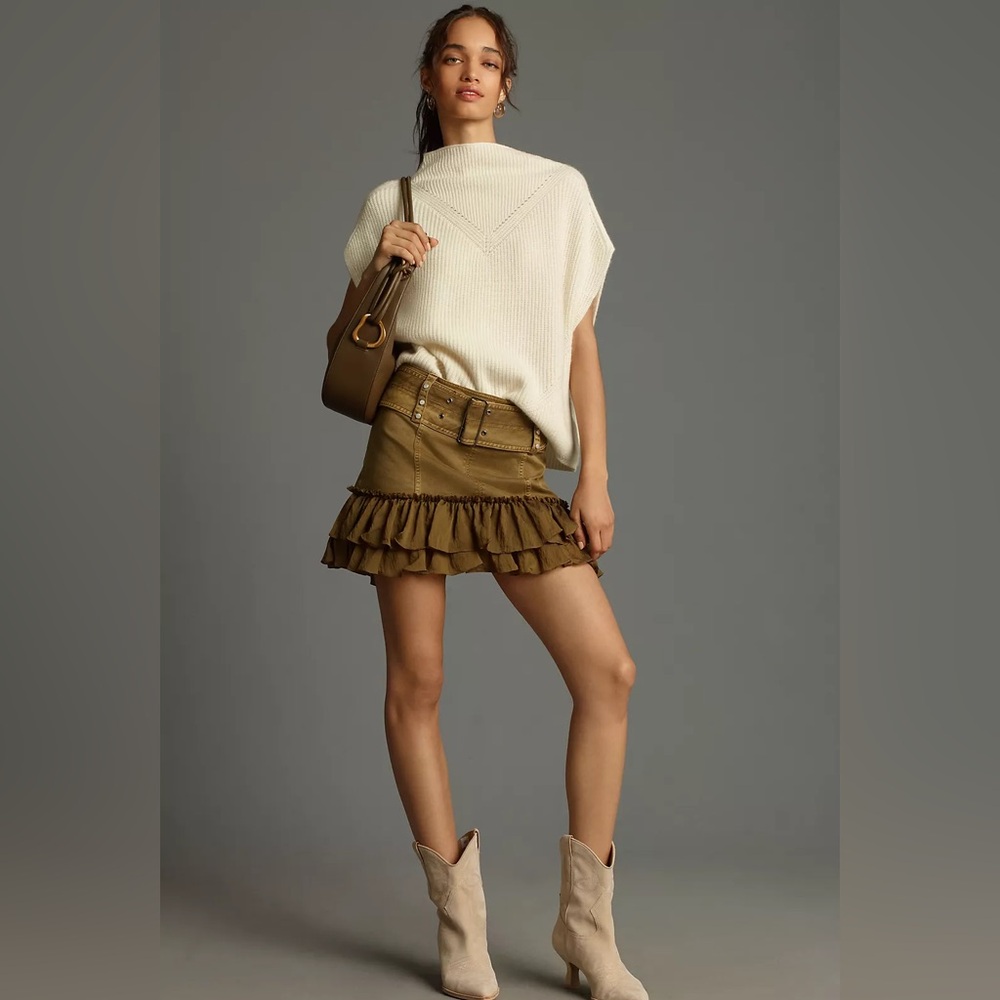 Anthropologie Brown Mini Skirt